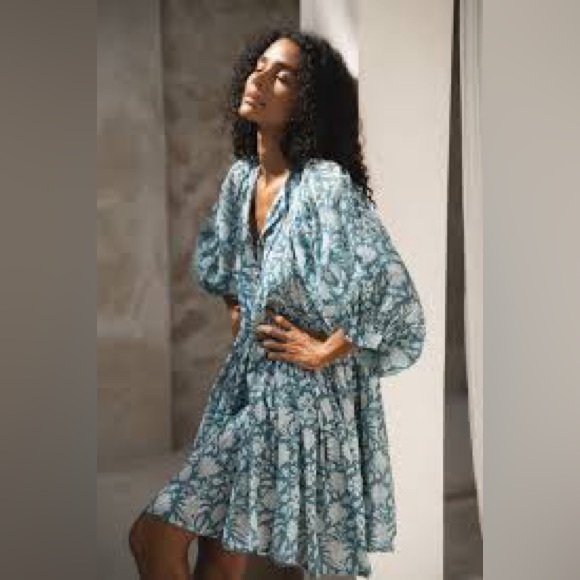 Daughters of India Blue Floral Mini Dress - Picture 6 of 10